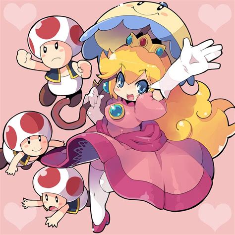 Princess Peach Chibi Version And Toads Super Mario Art Mario And
