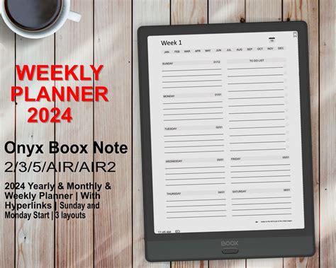 Boox Note Weekly Planner 2024 Yearly And Monthly And Weekly Planner