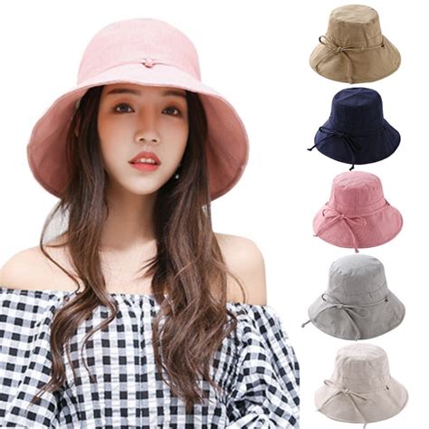 High Quality Bucket Hats Women Big Brim Bucket Cap Girls Sun Protection