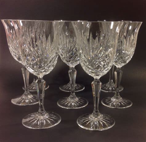 8 Wine Glasses Miller Rogaska Richmond Full Lead Crystal Cuts Stemware Elegant By