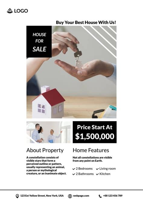 Free Simple White Property For Sale Poster Template