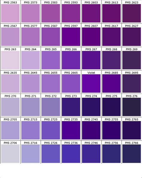 It is traditionally associated with royalty, majesty, and nobility as well as having a spiritual or mysterious quality. Color Chart - check pms194/pms272/pms2727/pms2718/pms505 ...