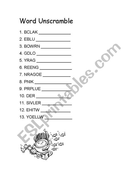 We'll show you how to gain some surprising. Colors Word Unscramble - ESL worksheet by Lan@