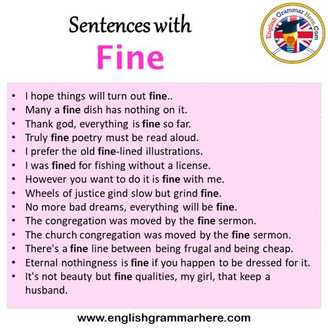 Sentences With Fine Fine In A Sentence In English Sentences For Fine