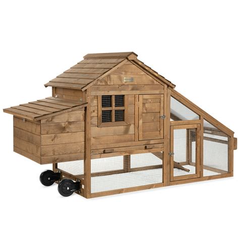 Best Choice Products 70in Mobile Fir Wood Chicken Coop Tractor Hen