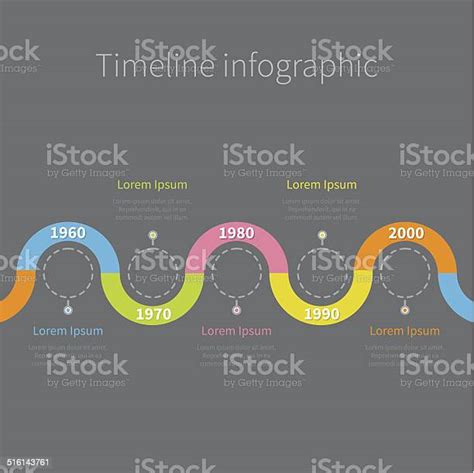 Timeline Infographic Ribbon Empty Dash Line Circles Text Black Template