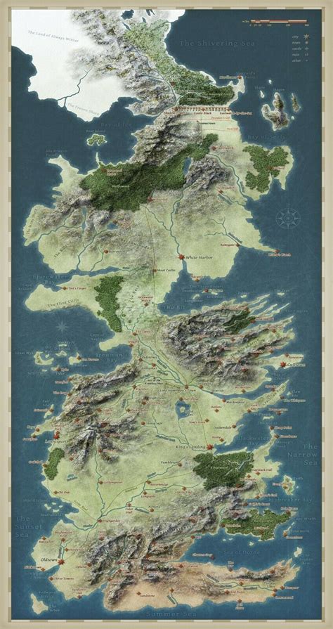 Game Of Thrones Westeros Map 18in X 34 Game Of Thrones Map