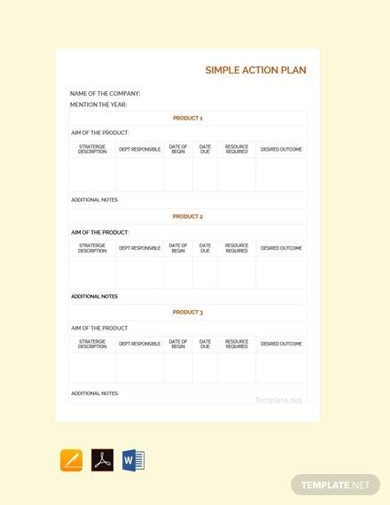 Action Plan Template Word Free Download Prntbl