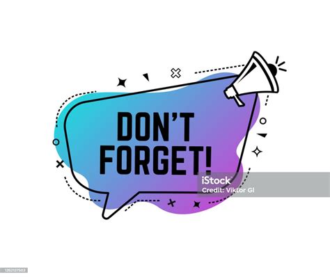 Vector Illustration Dont Forget With Megaphone Modern Web Banner Speech Bubble Advertising And