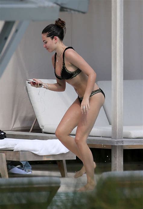 Thylane Blondeau In Black Bikini On The Pool In Miami Gotceleb