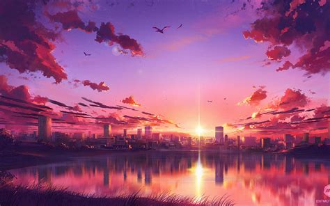 2880x1800 Anime Sunset Scene Macbook Pro Retina Hd 4k Wallpapers