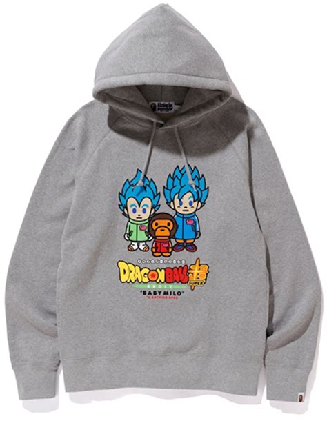 Bape X Dragonball Super Son Goku And Vegeta Hoodie Grey Fw19