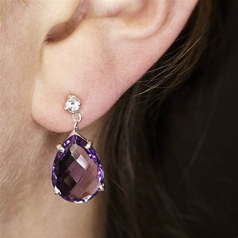 Amethyst Designer Earrings Gift For Her By Amara Amara