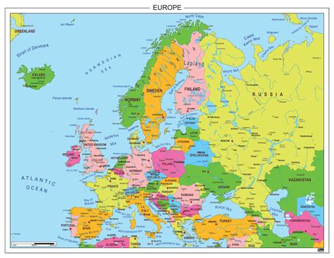 Europa Kaart Met Landen En Hoofdsteden Vogels