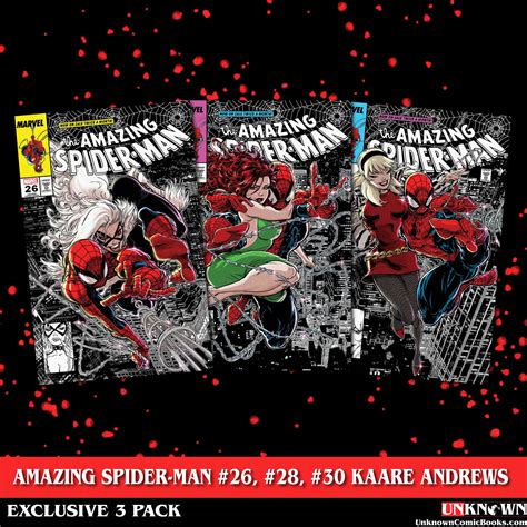 3 Pack Amazing Spider Man 26 28 30 Unknown Comics Kaare Andrews Ex