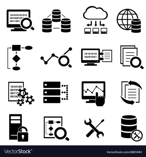 Big Data Cloud Computing Icons Royalty Free Vector Image