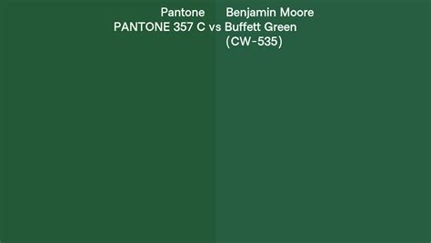 Pantone 357 C Vs Benjamin Moore Buffett Green Cw 535 Side By Side