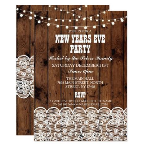 Rustic Country Western New Years Day Eve Invite