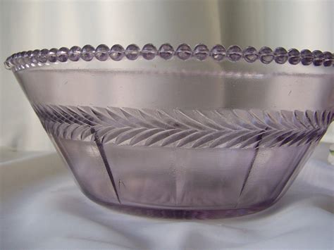 Vintage Purple Glass Bowl Sun Purple Beaded Rim By Cynthiasattic