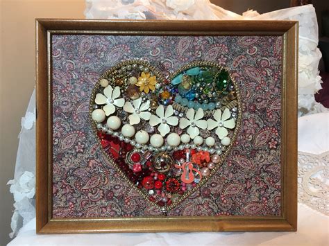 Vintage Jewelry Heart Frame Sweet T Jeweled Heart Picture T