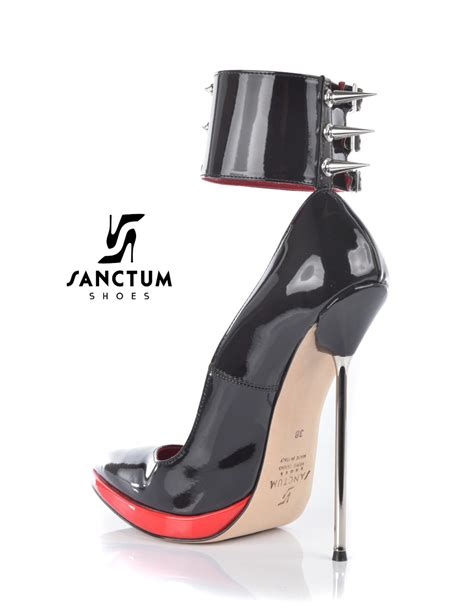 High Extreme Spike Pumps In Red And Black Patent Italian High Heels