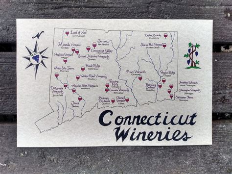 Connecticut Wineries Map 11x17 Etsy