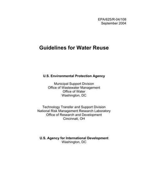 Us Epa Guidelines For Water Reuse Environmental Health At Usaid