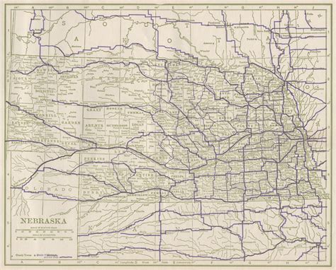 Kansas State Map Showing Railroads POATES Old Vintage Plan Chart