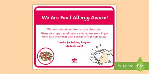Food Allergy Awareness Sign Teacher Made