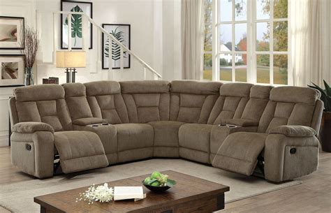 All of the pieces are the same height, making them easy to move and rearrange, and you can even opt to add additional sections later on—perfect if your family is still. Maybell Mocha Reclining Sectional from Furniture of ...