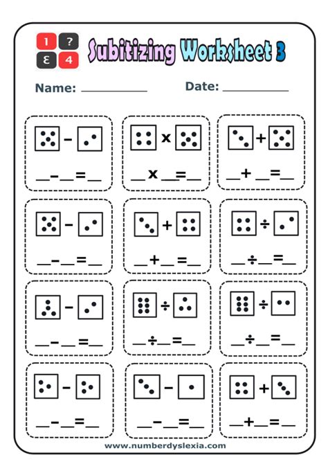 Free Printable Subitizing Worksheets For Practice Pdf Number Dyslexia
