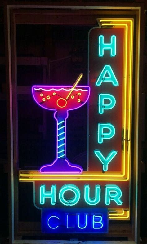 Happy Hour Club Neon Sign Happy Hour Signs Bar Signs Bar Animated