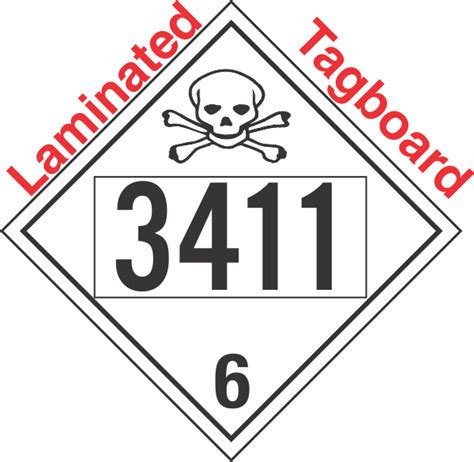 Poison Toxic Class 6 1 UN3411 Tagboard DOT Placard