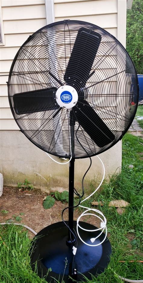 This 16 fan connects to standard garden hose or faucet. 30″ Oscillating Misting Fan - To The Moon