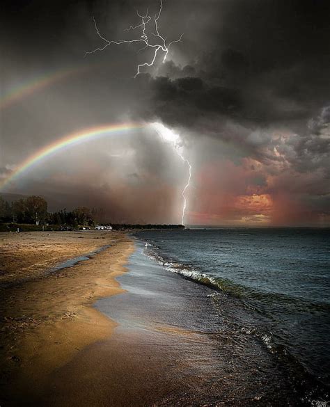 1366x768px 720p Free Download Beautiful Storm Rainbow Stormy