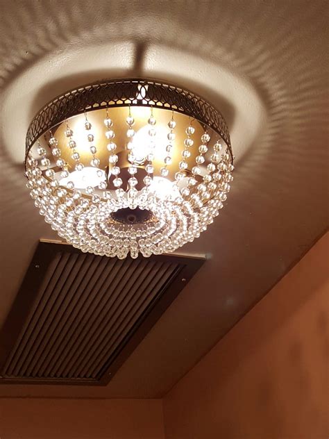 Home depot flush mount lights for hallway. Hallway flush mount light with crystal beading (With ...