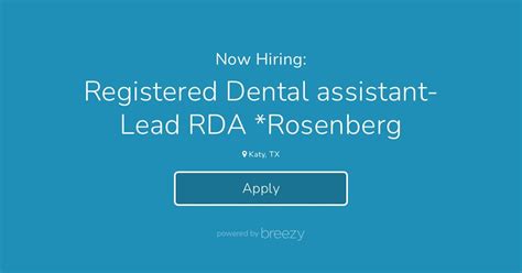 Registered Dental Assistant Lead Rda Rosenberg At Community Dental