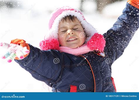 Girl Playing In Snow Royalty Free Stock Images Image 18517129