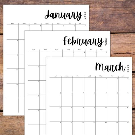 Minimalist 2023 Printable Calendar Simple Calendar Sunday Etsy