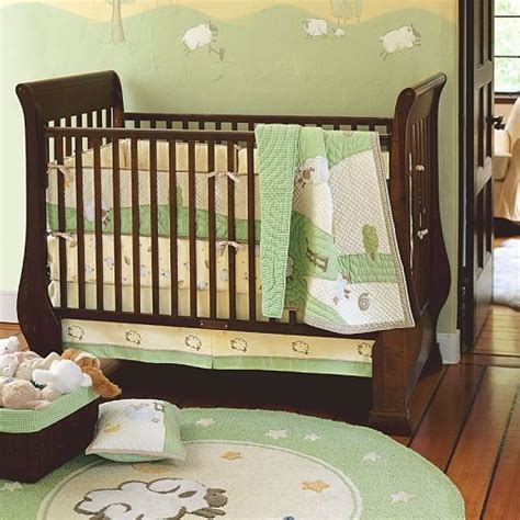 Comforter, two fitted crib sheets, crib dust ruffle, reversible chenille blanket and. Little Lamb Nursery Bedding ~ TheNurseries