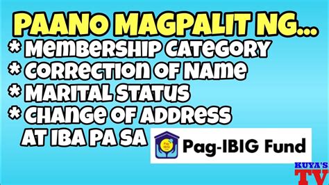 Paano Magpalit Ng Membership Category Correction Of Name Marital