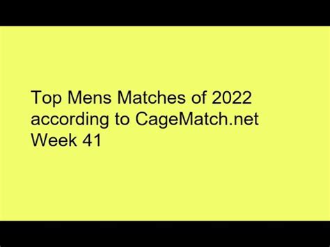 Top Men Wrestling Matches Of 2022 Week 41 According To Cagematch Net
