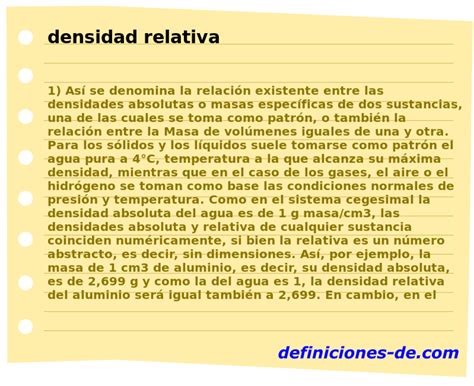 Significado De Densidad Relativa