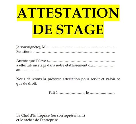 Modele Certificat De Stage