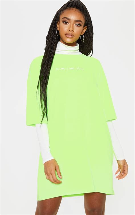 Lime Plt Oversized Boyfriend T Shirt Dress Prettylittlething