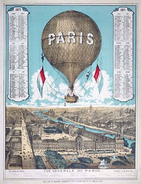 Balloon 1870 1871 Paris Balloons Vintage Travel Posters