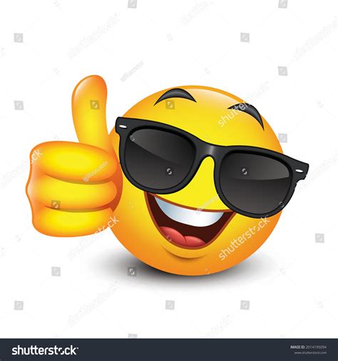 Cute Emoticon Sunglasses Thumb Emoji Vector Stock Vector Royalty Free