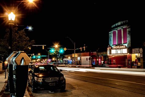 Highland Square At Night Akron