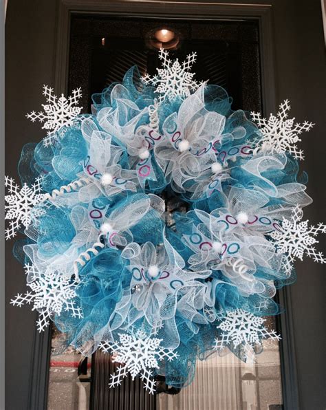 Winter Snow Flake Deco Mesh Wreath Christmas Wreaths Christmas Mesh