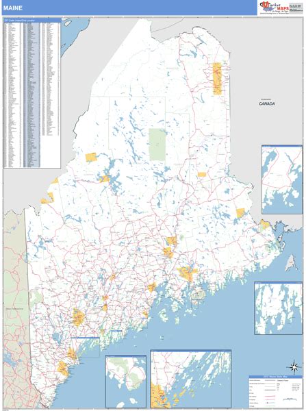 Maine Zip Code Wall Map Basic Style By Marketmaps